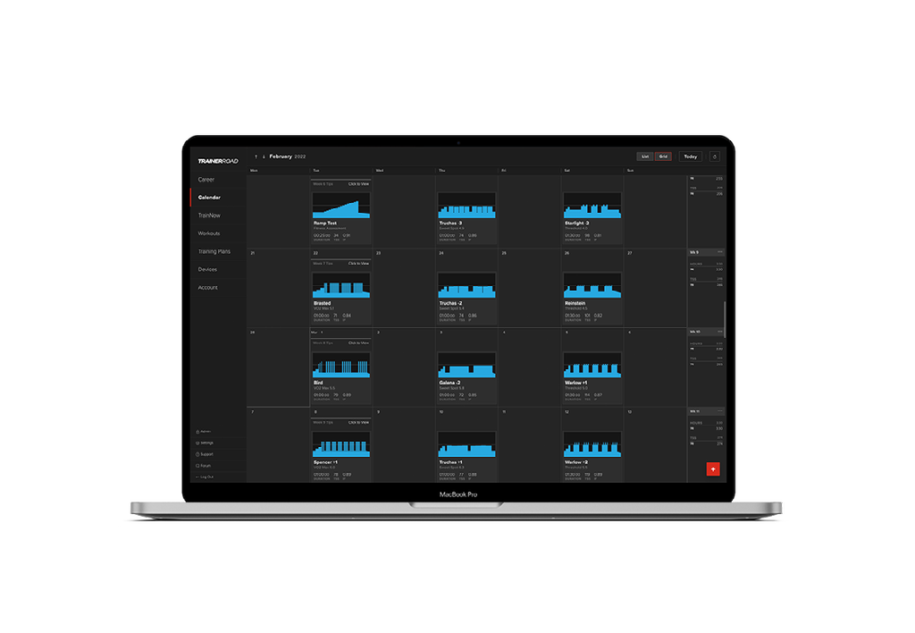 Laptop with Trainer Road Structured Training Program